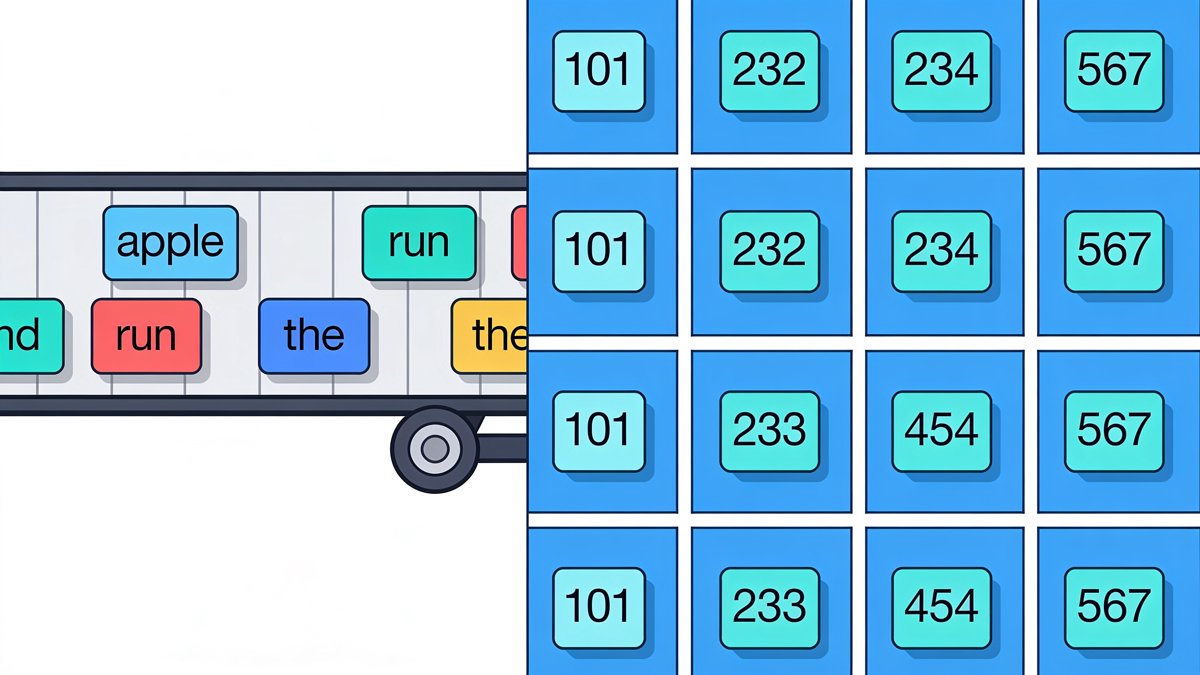 Tokenization of text into token IDs